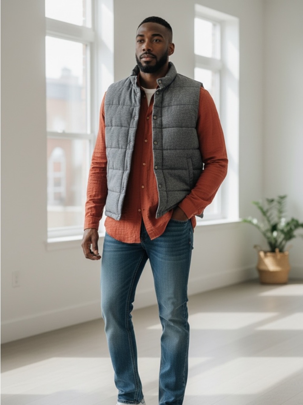 Banana Republic Men's Quilted Blue Puffer Vest